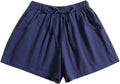 Summer Casual Loose Comfy Beach Shorts for Women Teen Girls, Drawstrings Beach Lightweight Shorts with Pockets(Dark Blue,S)
